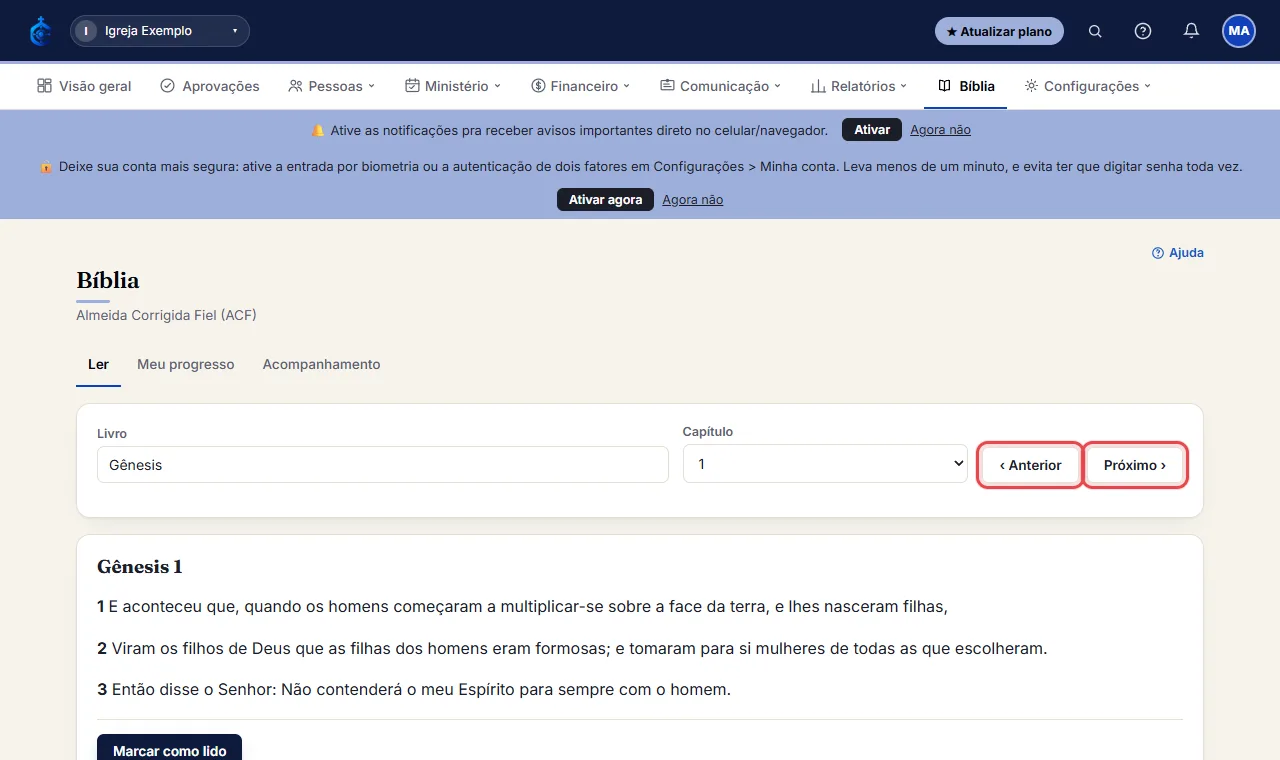 Use "‹ Anterior"/"Próximo ›" pra navegar entre capítulos - o sistema lembra sozinho o último capítulo que você