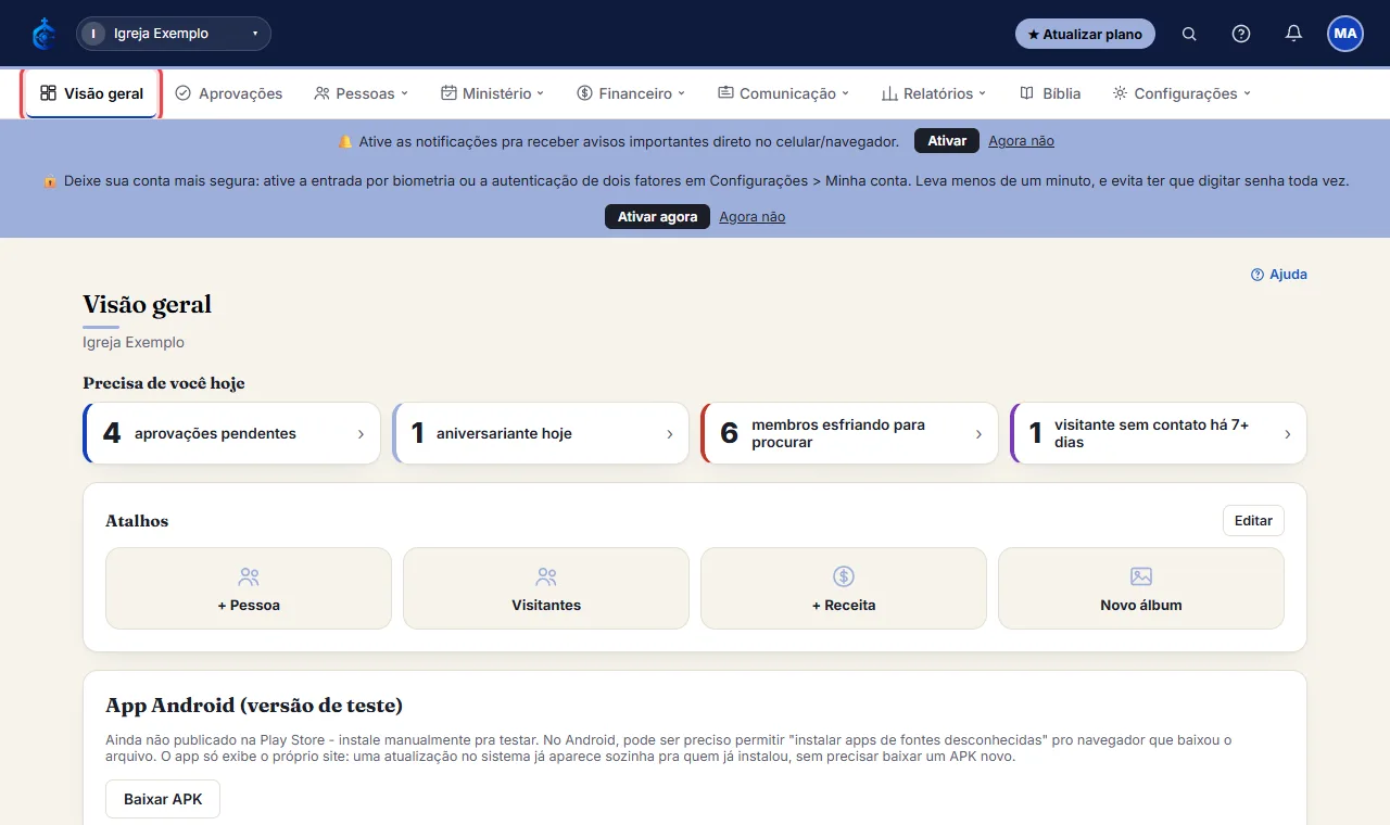 Em Relatórios, abra o relatório que quer (por exemplo "Faixa etária" ou "Visão geral") e clique em "Exportar P