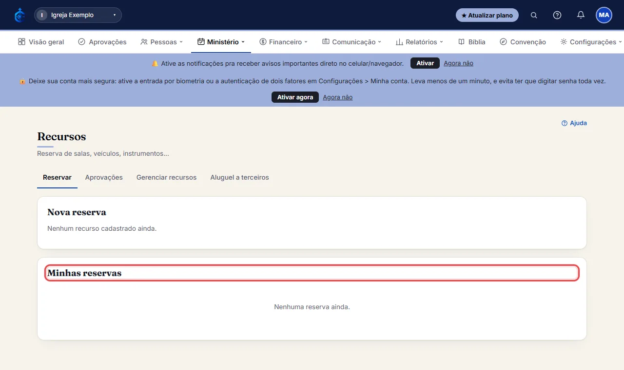 Pra cancelar depois, clique em "Cancelar" na sua reserva em "Minhas reservas".