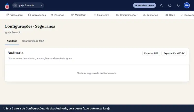 Consultar o log de auditoria