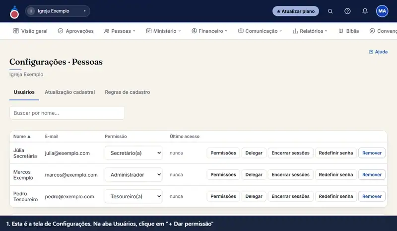 Dar acesso ao sistema a uma pessoa